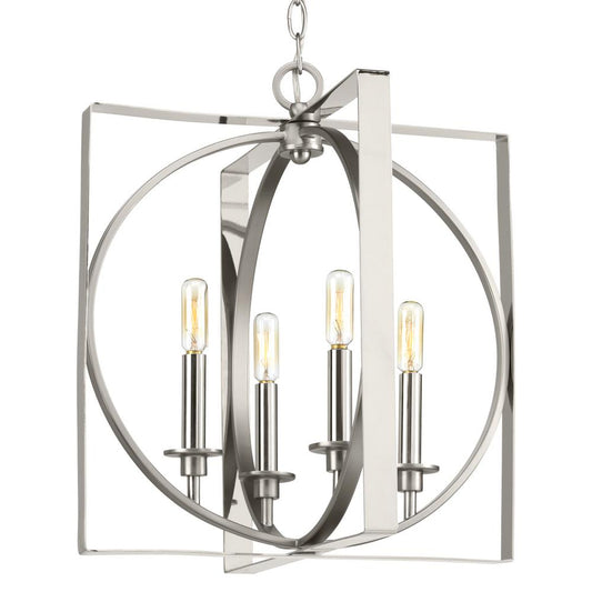 Progress Lighting Inman Collection 4-Light Polished Nickel Pendant with Satin Nickel Accents