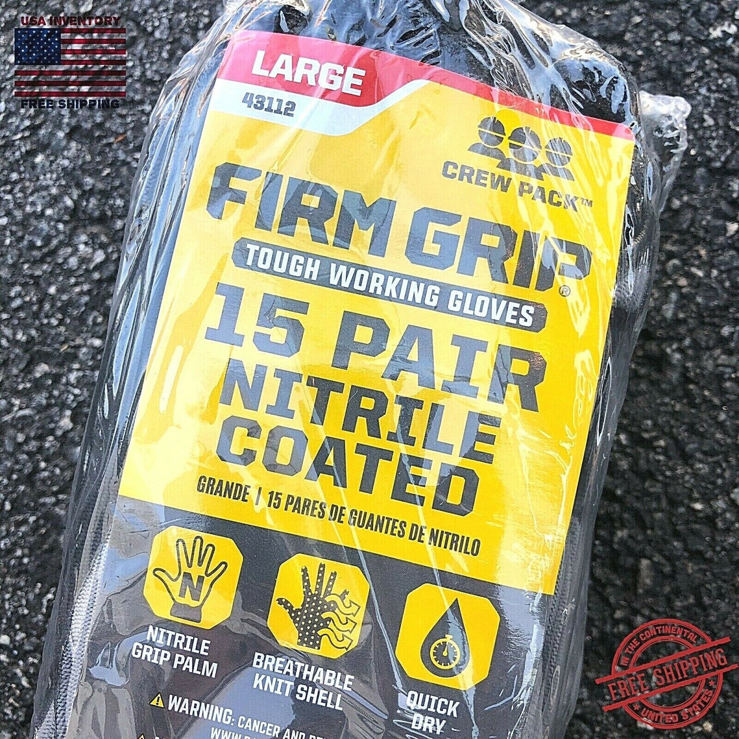 Nitrile Coated Large Gloves (15-pack) With Firm Grip For Work