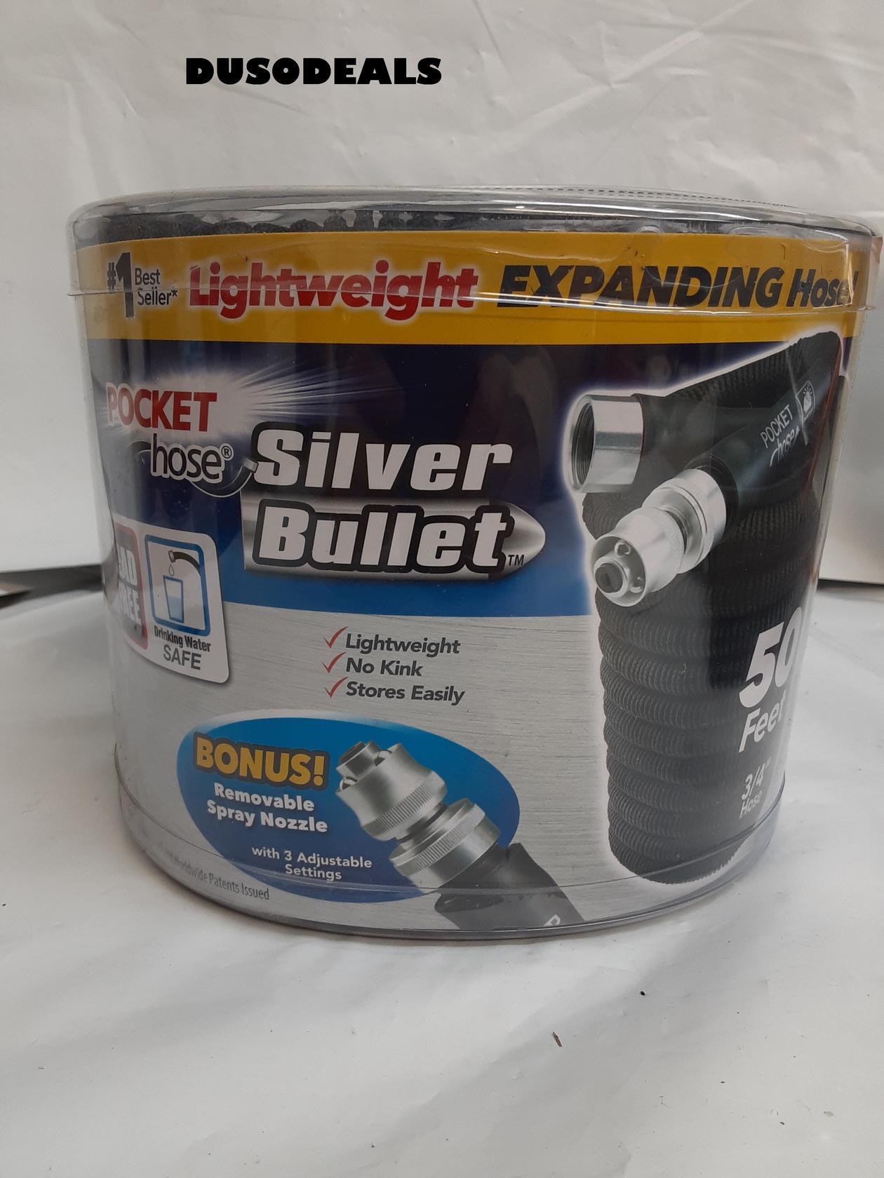 Pocket Hose Silver Bullet -Lightweight Expands up to 50 ft - LOT OF TWO- NEW